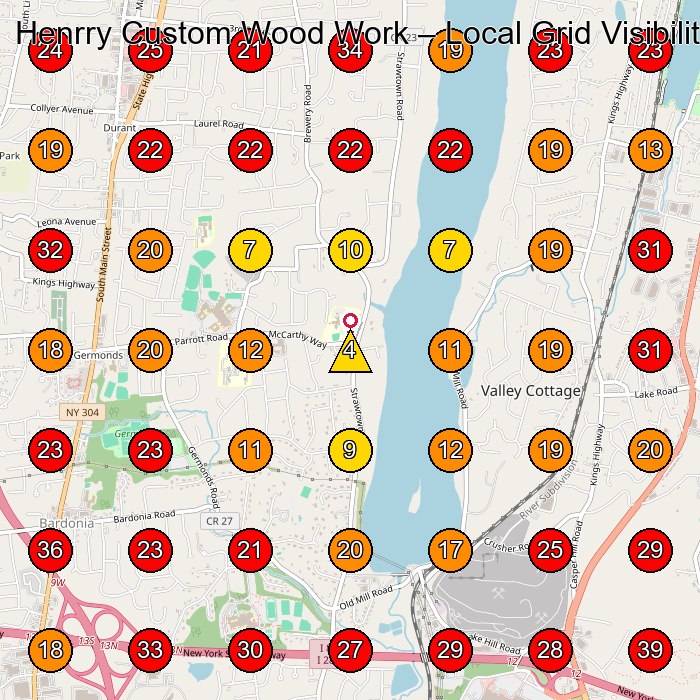 Henrry Custom Wood Work GeoGrid visibility map for Furniture Manufacturer in Airmont